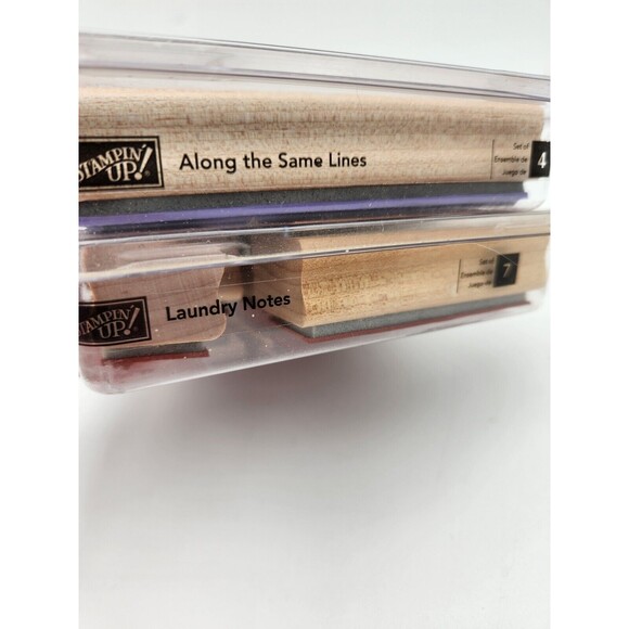 Lot Of 2 Stampin Up wooden stamp Sets Along the Same Lines & Laundry Notes - Picture 6 of 7